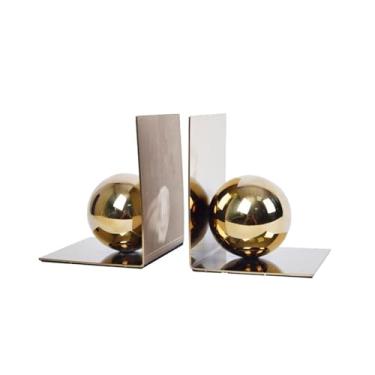Imagem de Fim de livro decorativo moderno para prateleiras de escritório simples bola metal suportes para livros resistentes decoração casa escola estante prateleiras
