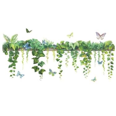 Imagem de Achang Adesivos de parede de plantas, folhas e borboletas de plantas verdes, cesta, decoração de porta e janela, descasque e cole para sala de estar, quarto, TV, parede, sala de aula, decoração