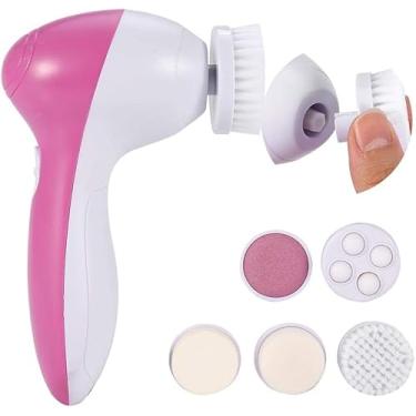 Imagem de Massageador Facial Elétrica 5 em 1, Massageador Elétrico Portátil com 5 Cabeças para Limpeza Profunda e Esfoliação da Pele, Tratamento de Acne, Manchas e Rugas