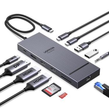 Imagem de UGREEN Hub USB C, Dock Station Revodok Pro 12 em 1 com Dual HDMI e DP 4K, USB-C 10Gbps, Ethernet 1000Mbps, Leitor de Cartão SD TF 170 MB/s, Áudio 3,5 mm, Carregamento 100W, Compatível com DELL e HP