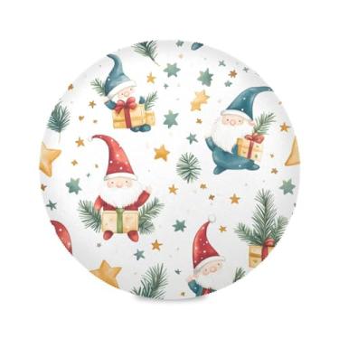 Imagem de STAYTOP Jogo americano redondo de gnomo fofo de Natal 6 peças, tapetes de mesa antiderrapantes fáceis de limpar para decoração de mesa de festa de churrasco em casa
