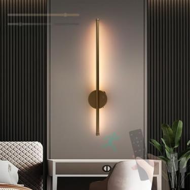 Imagem de GZZBMY LED Bateria Lâmpadas de parede com sensor de movimento Lâmpada de parede recarregável USB com controle remoto Iluminação de parede Interruptor de toque Sala de estar Escada Quarto (Cobre, 100