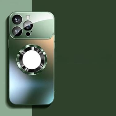 Imagem de Capa fosca metálica de titânio para iPhone 17 Air 16 15 14 13 12 11 Pro Max Plus, proteção para lente e câmera, verde, para iPhone 11 Pro Max