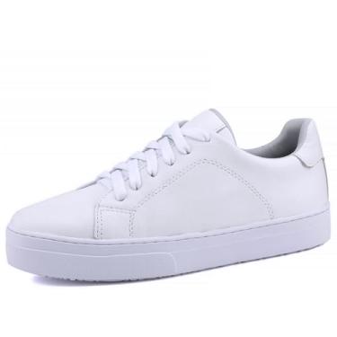 Imagem de Tênis Casual Feminino Mr. Gutt Couro legitimo leve Confortável (Branco, BR, Adulto, Numérico, 39)