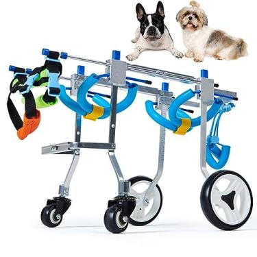 Imagem de Cadeira de rodas para animais de estimação de 4 rodas de alumínio, cadeira de rodas para cães grande/médio/pequeno para pernas traseiras paralisadas, carro de reabilitação de andador de cães, fácil