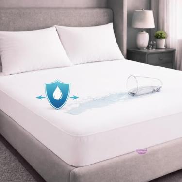 Imagem de Protetor de Colchão Capa Impermeável com Elástico Tipo Lençol King Antiácaro, Antifungo