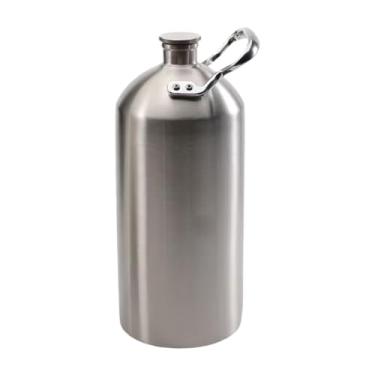 Imagem de MotiveTech Growler de cerveja em aço inoxidável 304, acessório profissional para cerveja caseira, parede simples, portátil com alça, ideal para esportes e, 3.6l