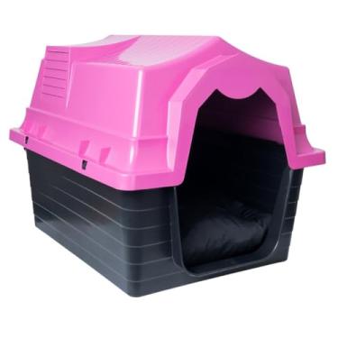 Imagem de Casinha para Cachorro N5 Grande em Plástico com Proteção UV – Casa Pet Impermeável, Resistente e Confortável para Cães de Porte Médio(Rosa)