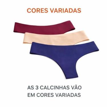 Imagem de Kit 3 Calcinhas Sem Costura Invisível Fio Dental Conforto Diário - gen