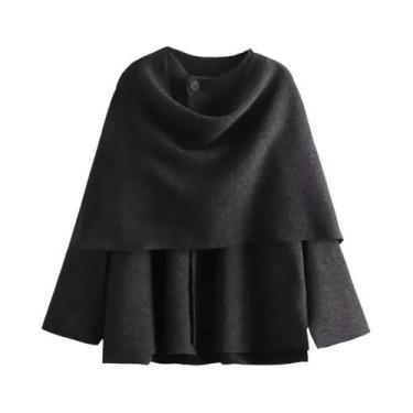 Imagem de Parka De Inverno Feminina Com Forro De Pelúcia, Cachecol Assimétrico, 