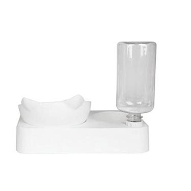 Imagem de Tigela para animais de estimação alimentadora automática de ração para cães com dispensador de água, tigela dupla para bebidas, tigelas para alimentos para animais de estimação