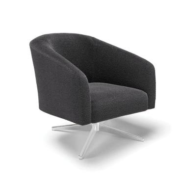 Imagem de Cadeira Sala De Jantar Giratória Base Cromada Stella Bouclê D03 - D'rossi Cor Grafite