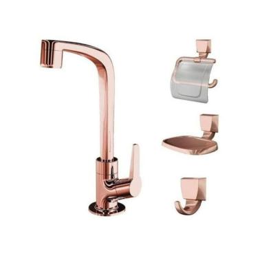 Imagem de Kit De Acessórios De Banheiro Flatt 2004 F71 4 - 4 Peças - Rose Gold