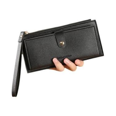 Imagem de Carteira Feminina Ultrafina Longa, Moderna, Cor Sólida, Com Zíper E Fi