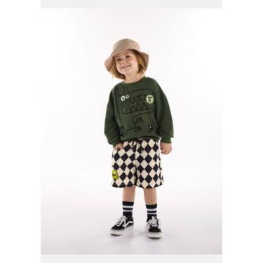 Imagem de Conjunto Infantil Masculino com Blusão e Bermuda de Monstrinho Três e 