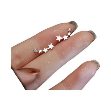 Imagem de Brincos De Prata Assimétricos Com Estrela Cruzada Para Mulheres E Meni