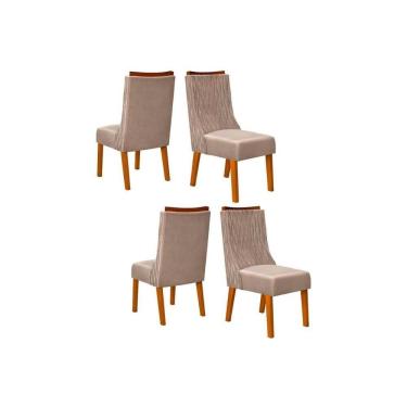 Imagem de Kit 4 Cadeiras De Cozinha Jade 4 Un Freijó Suede Kraft