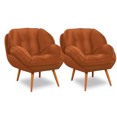 Imagem de Kit 2 Poltronas Evora em Madeira Eucalipto Movellu Home