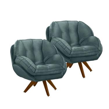Imagem de Kit 2 Poltronas Evora Base Giratoria Movellu Home