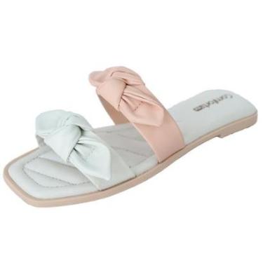 Imagem de Chinelo Flat Feminino Comfortflex Bico Quadrado Nevoa/Rosé 2141403-Feminino