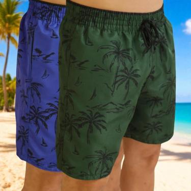 Imagem de KIT 2 Short Bermuda COQUEIRO 1 Tactel Praia Mauricinho 1083-Masculino