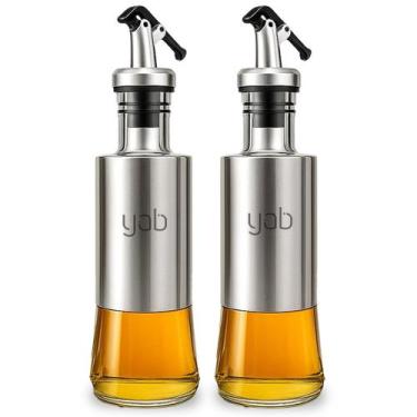 Imagem de Kit 2 Porta Azeite Vinagre Pimenta 300ml em Vidro e Aço Inox com Dosad