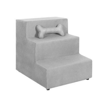 Imagem de Escadas Escadinha Para Pet 3 Degraus Gato E Cachorro Smf Decor Cinza