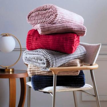 Imagem de Cobertor Manta Canelada da Corttex Casal Macia 1,8x2m pro Inverno, Azu