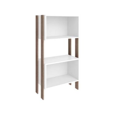 Imagem de Estante de Livros RT3092 c/ 2 Nichos Rustico/Branco - Movelbento, Rúst