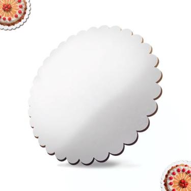Imagem de Cake Board Mdf Ondulado 21cm Branco Para Confeitaria Com 10 - Tabuleir