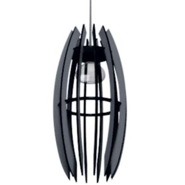 Imagem de Luminária Teto Tipo Pendente Espinhos Mdf - Completa Cor: Preta - LENO