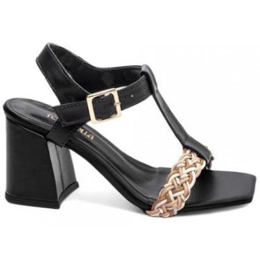Imagem de Sandália Feminina Salto Alto Grosso Bloco 7cm Feminina-Feminino