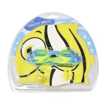 Imagem de Kit Natação Convoy Óculos + Touca + Protetor Ouvido e Nariz Infantil - Amarelo Único-Unissex