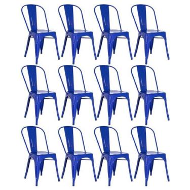 Imagem de Laraz, Kit 12 cadeiras Iron Tolix design industrial Azul escuro