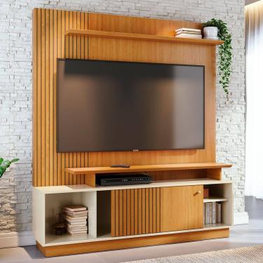 Imagem de Estante Painel Para TV 65 Pol Frisado 160cm Tales M07 Cinamomo Off White - Lyam Decor