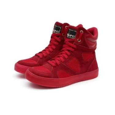 Imagem de Tênis Sneaker Feminino Cano Alto Academia Fitness Couro Legítimo-Feminino