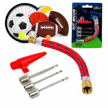 Imagem de Kit Bicos de Bomba de Ar de Mão Adaptador Manual para Encher Bola Pneu