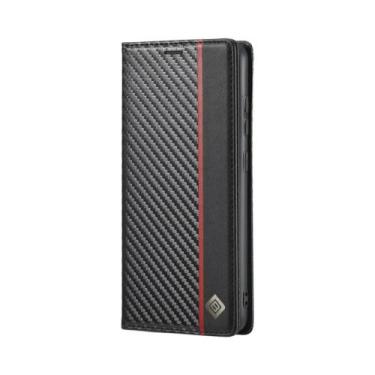 Imagem de Capa Carteira De Couro Com Fibra De Carbono Para Samsung Galaxy A16 A3