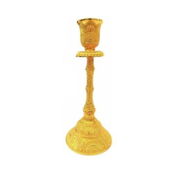 Imagem de Castiçal Suporte De Vela Para Shabat Para 1 Vela dourado - jerusalém