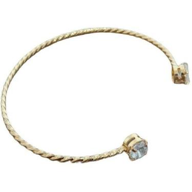 Imagem de Pulseira Bracelete Dourada F. Ouro 18k Pedra Zirconia - De Castro joia