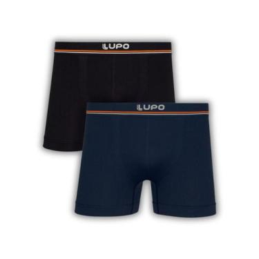 Imagem de Kit 2 Cueca Boxer Masculina em Microfibra com Cós Faixa Lupo, M, Azul 
