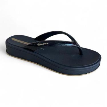 Imagem de Chinelo Plataforma Feminino Ipanema Glow Up Confortável, preto/dourado