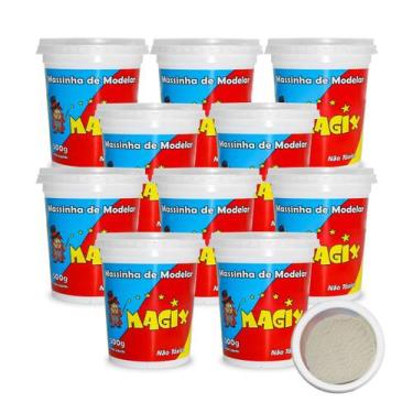 Imagem de Kit 10 Potes Massa Massinha de Modelar Infantil 500g Escolar - MAGIX K