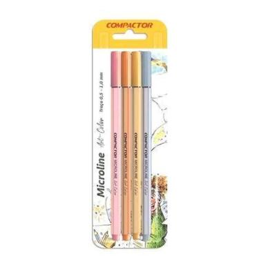 Imagem de Canetas Microline Artcolor Compactor - Kit 4 Cores Pastel para Desenho