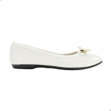 Imagem de Sapatilha Feminina Moleca Bico Quadrado Napa Pesponto Branco Off, Bc, 