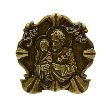 Imagem de Adorno de Mesa de São José em metal ouro velho EFAR0161 - Artigos Reli