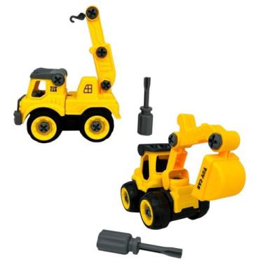 Imagem de Kit 02 Caminhões Chave Monta e Desmonta Brinquedo Menino - Well Kids