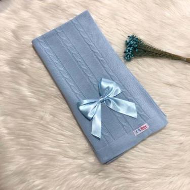 Imagem de Manta Bebe Trico Laço Removível Trança Maternidade Tricot - Mimo da Ce