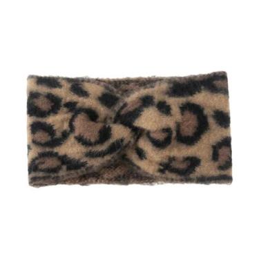 Imagem de Faixa De Cabelo Elástica De Lã Grossa Com Estampa De Leopardo, Aqueced