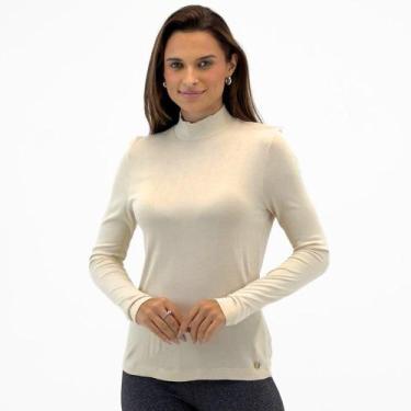 Imagem de Blusa Endless Básica Manga Longa Gola Alta Feminina, G, Véu